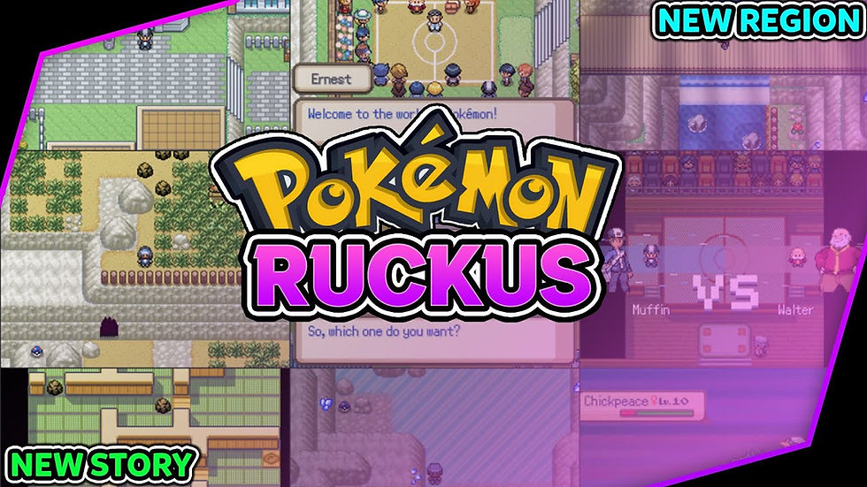 Pokémon fan game: anime-style character, pixelated battle