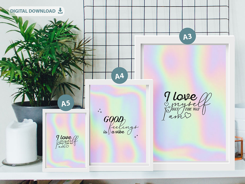 Thumbnail: 2 set Love Affirmations Aura rainbow Poster, self-love art, Affirmation Print