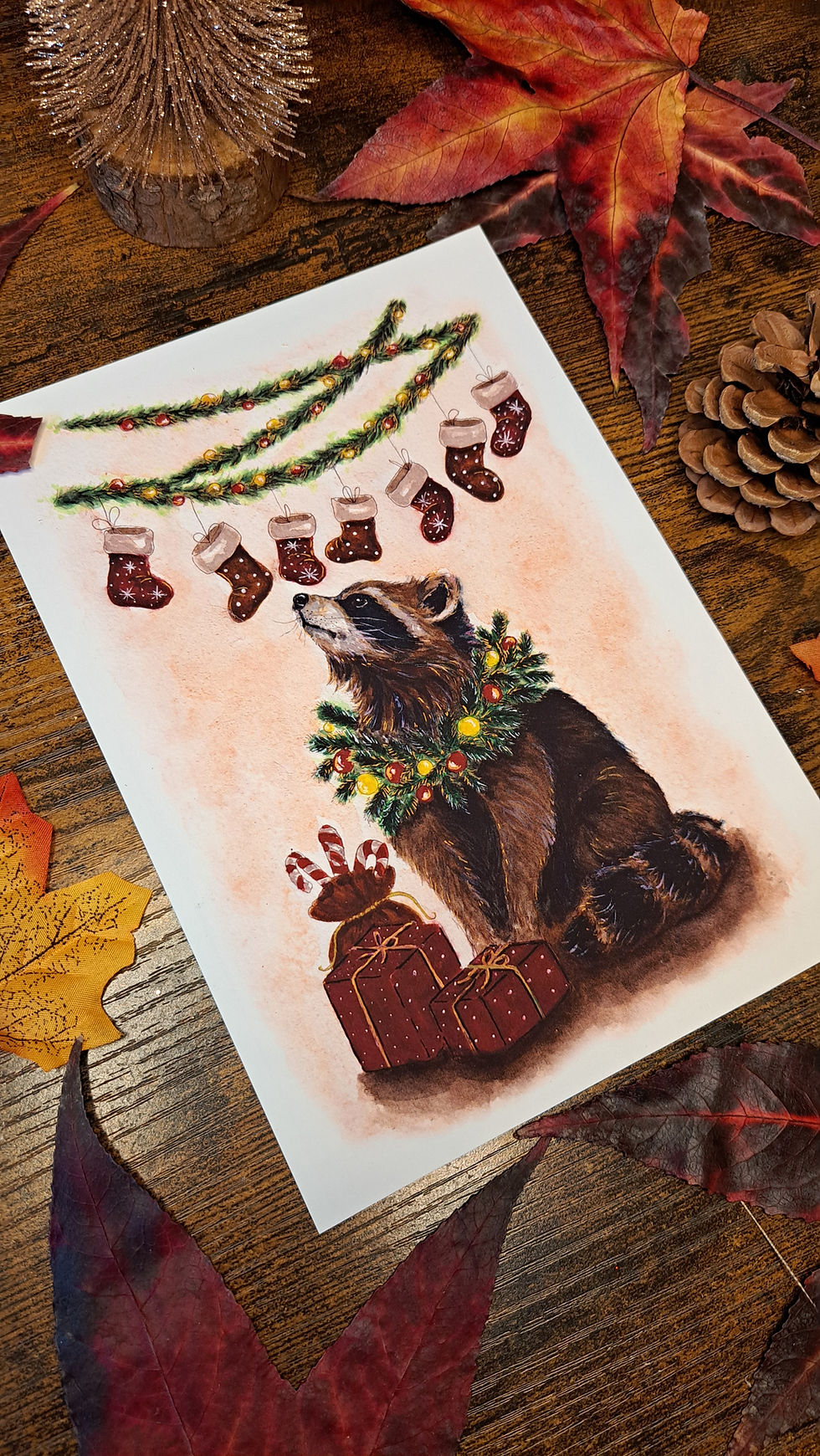 Miniature : Illustration raccoon christmas 