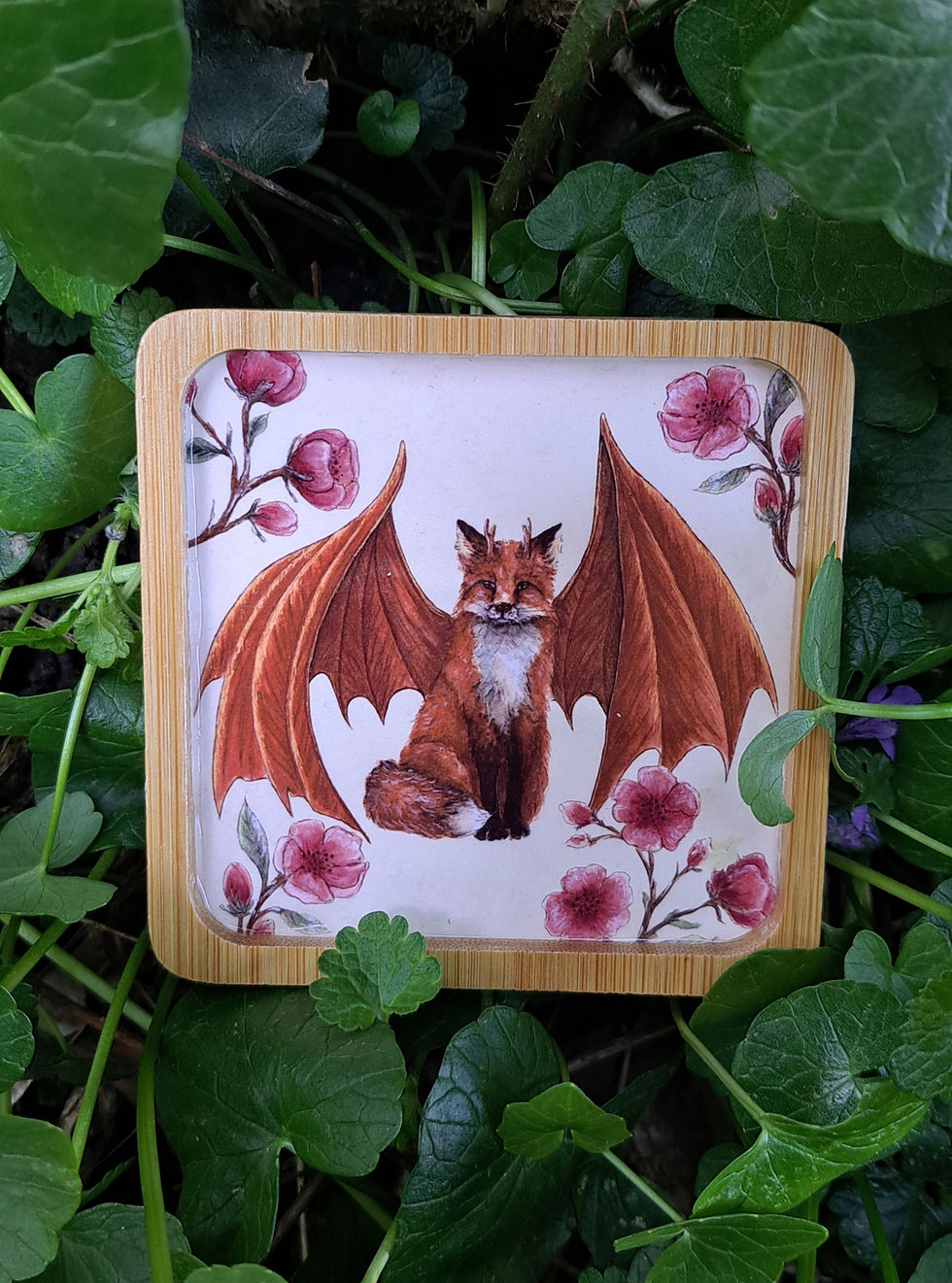 Miniature : Décoration bois renard dragon