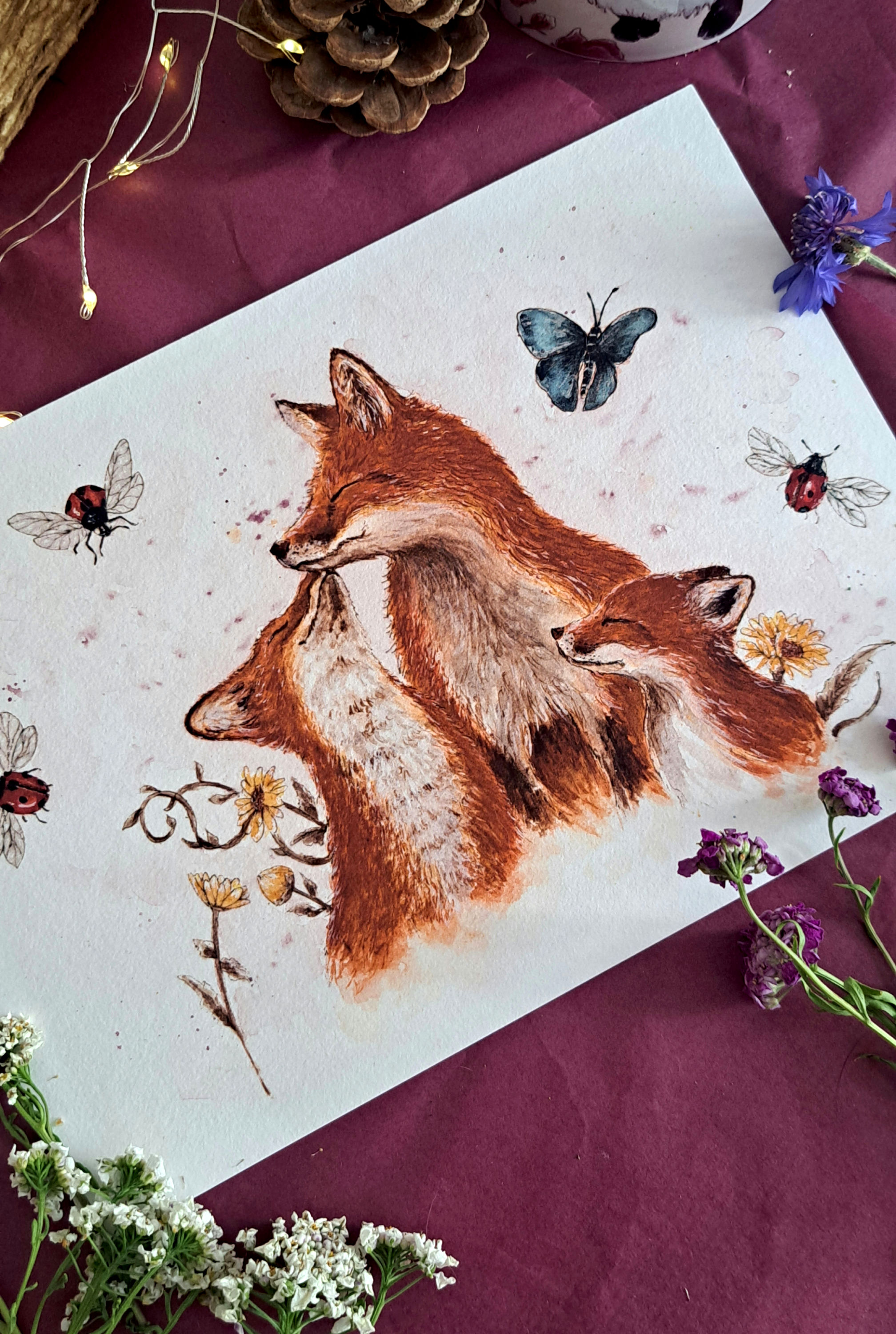 Illustration la famille renard
