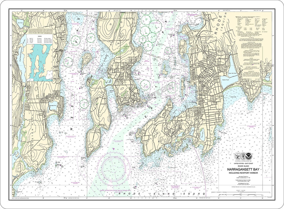 Thumbnail: Nautical Chart 13223 'Narragansett Bay Including Newport Harbor' Placemat