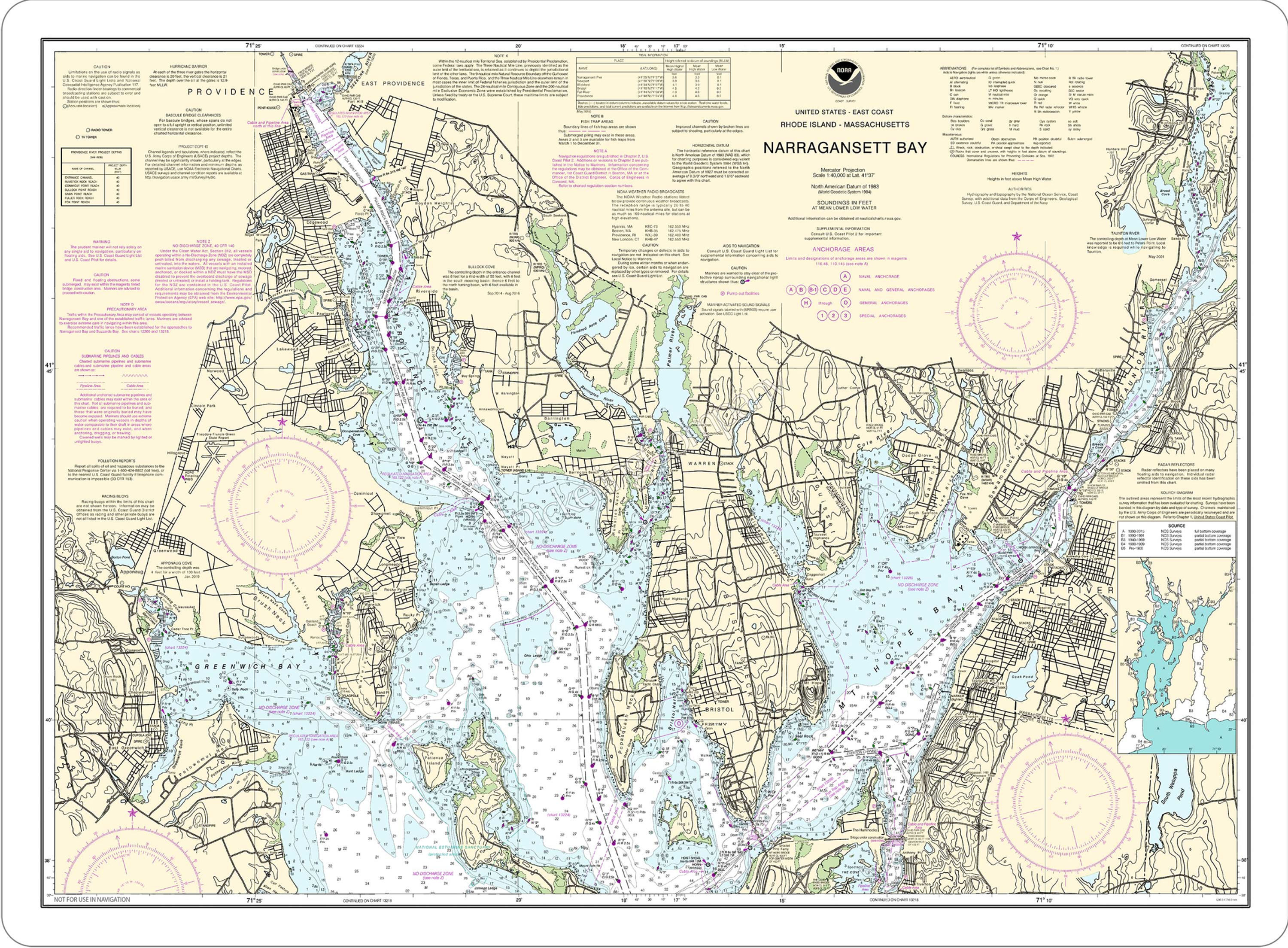 Nautical Chart 13221 'Narragansett Bay' Placemat
