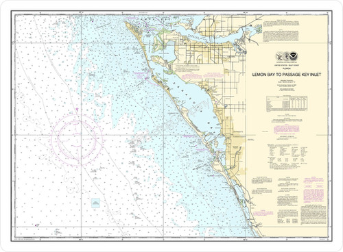Nautical Chart 11424 'Lemon Bay to Passage Key Inlet' Placemat ...