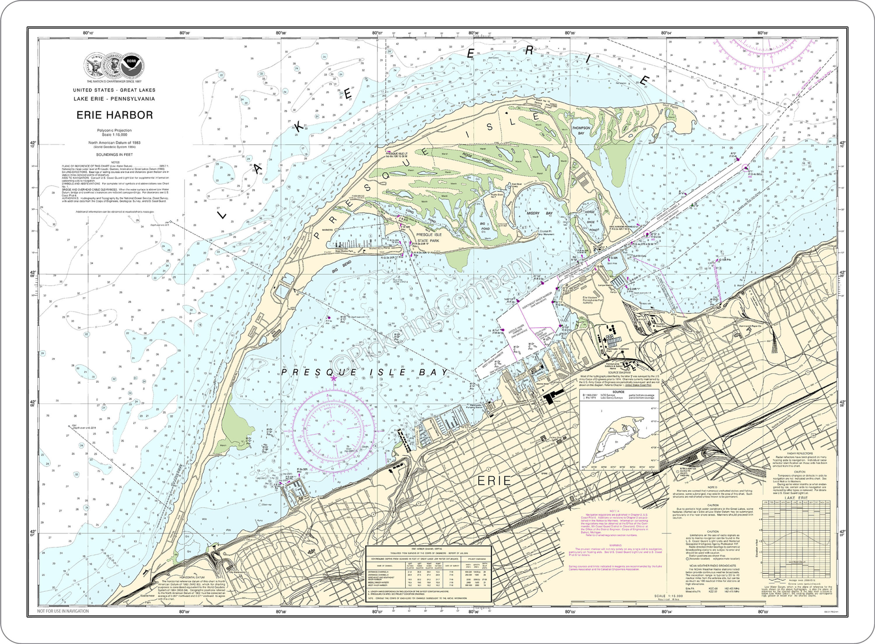 Nautical Chart 14835 'Erie Harbor' Placemat