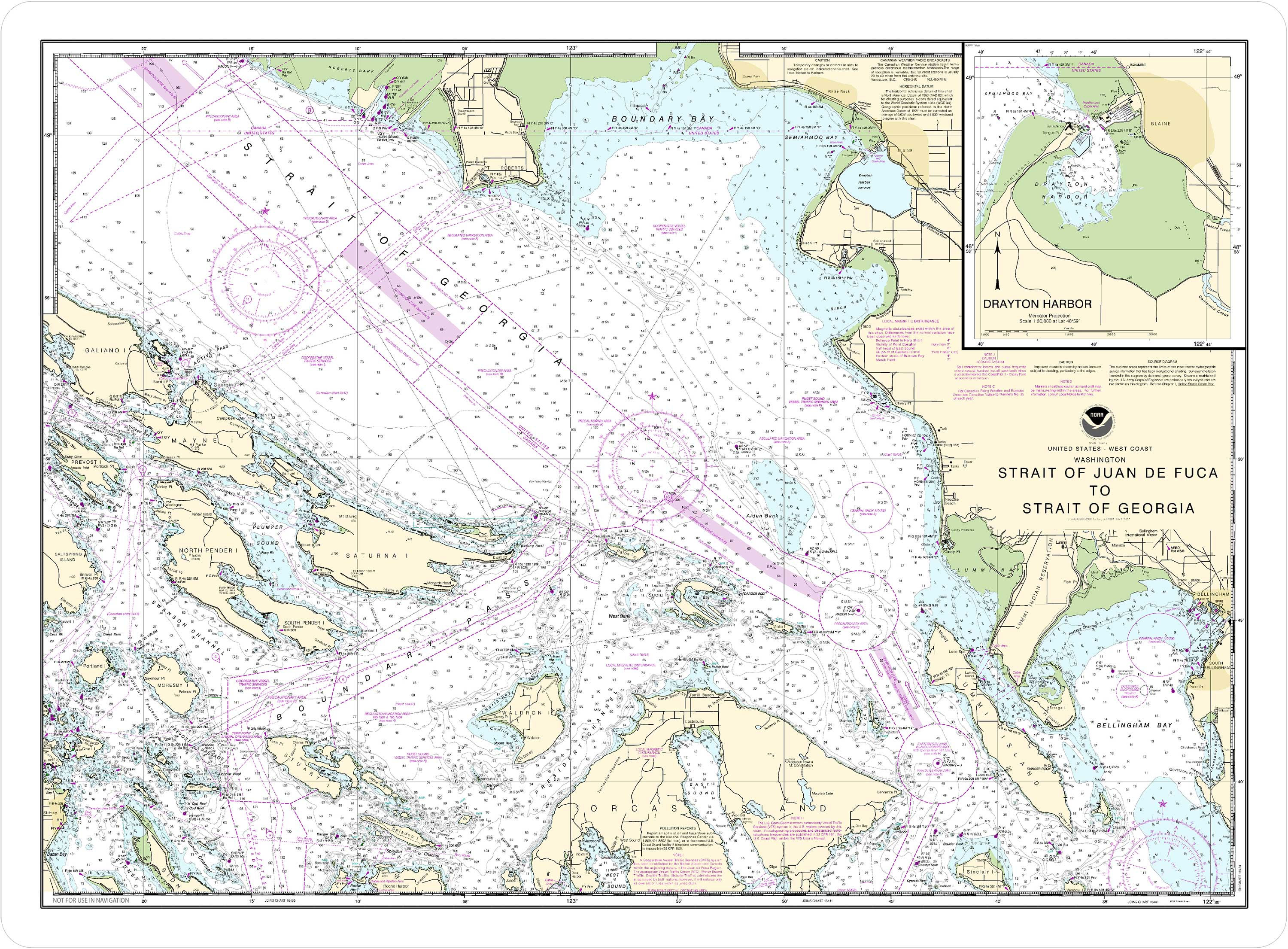 Nautical Chart 18421 'Strait of Juan de Fuca to Strait of Georgia' Placemat