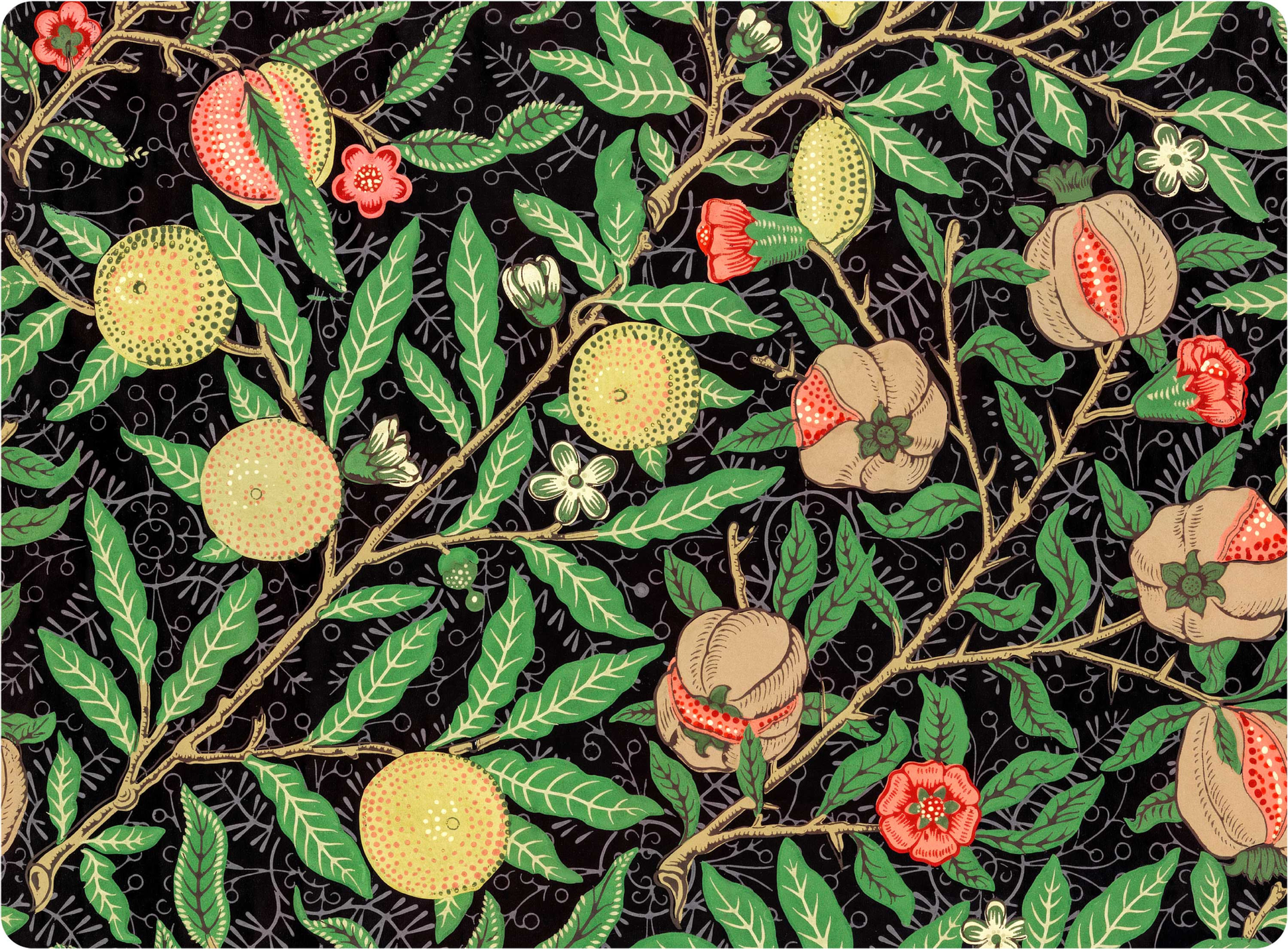William Morris 'Pomegranate' Black Cork-Backed Hardboard Placemat