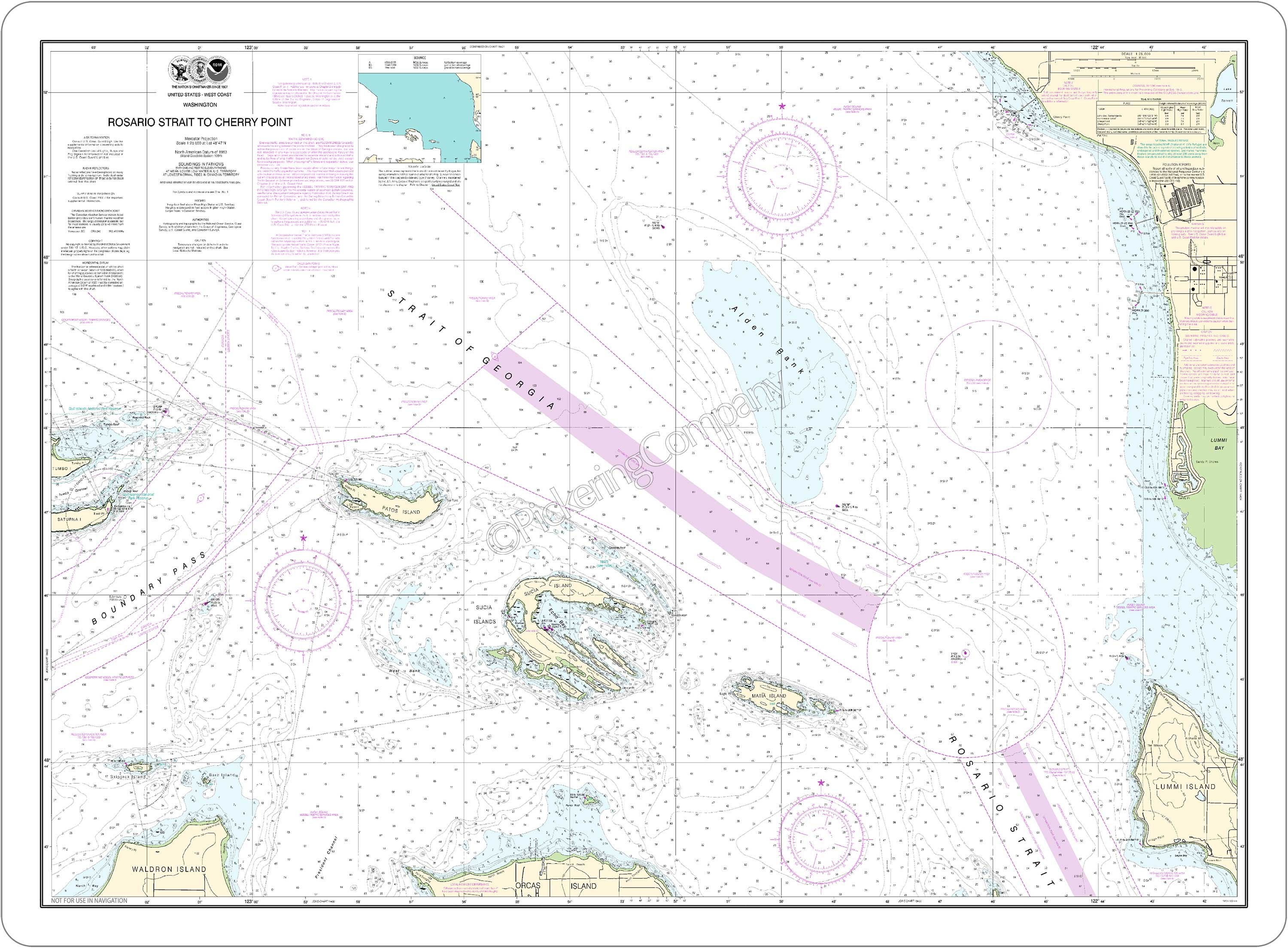 Nautical Chart 18431 'Rosario Stait to Cherry Point' Placemat