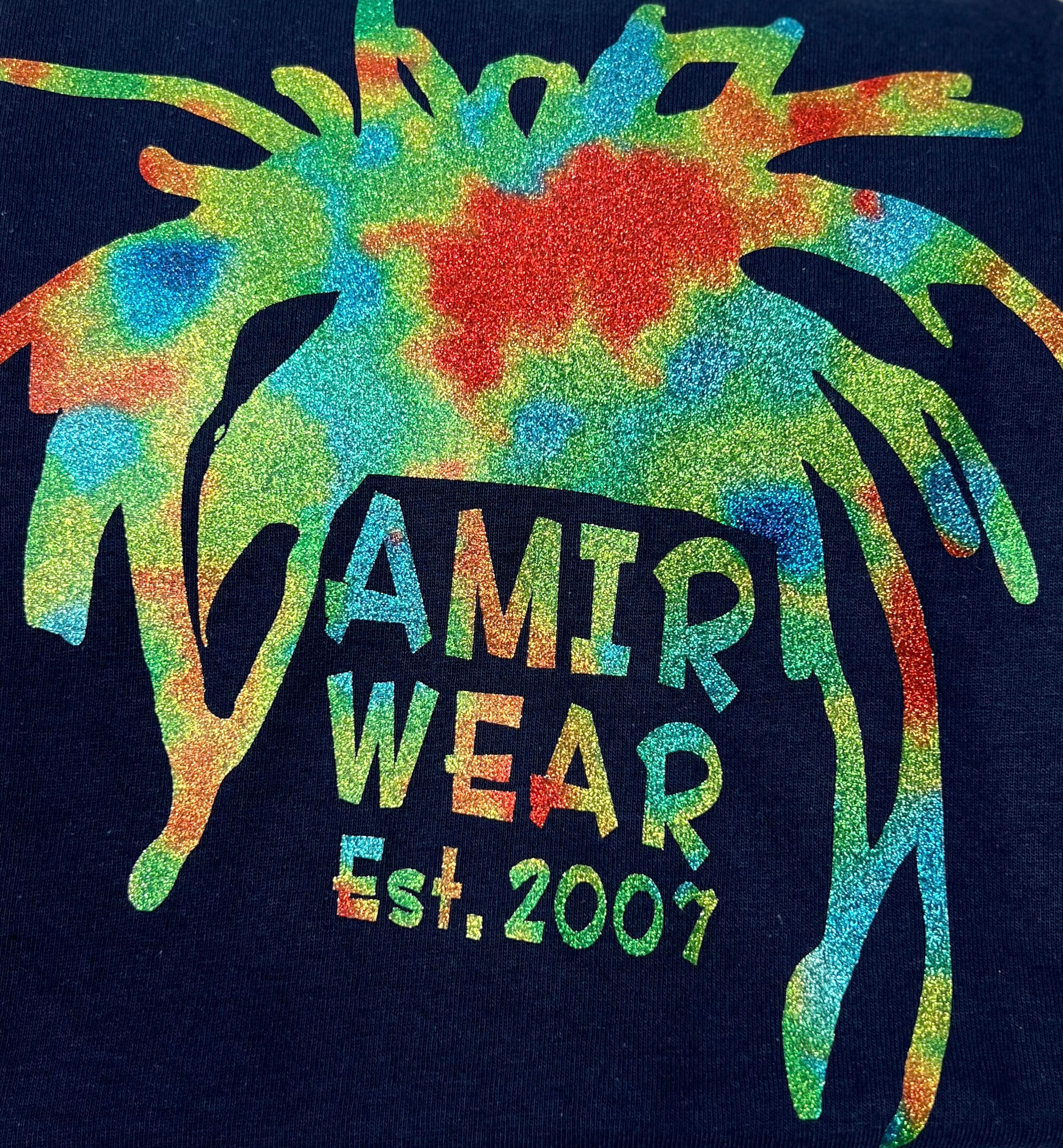 Classic AmirWear Tee w/Multicolored Glitter Logo