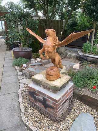 Wooden sculpture of Pegasus, emblem of the Royal Parachute Regiment