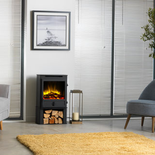 Square Door Electric Stove on Log Store