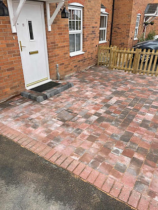 Paved patio with doorsteps