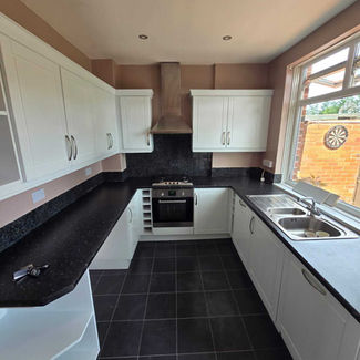 Cupboards painted in white