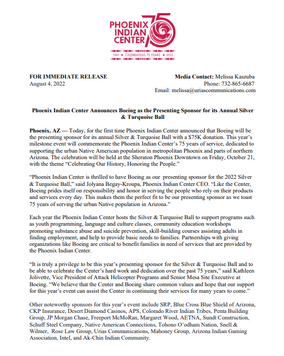 Boeing is the 2022 Silver and Turquioise Ball Sponsor