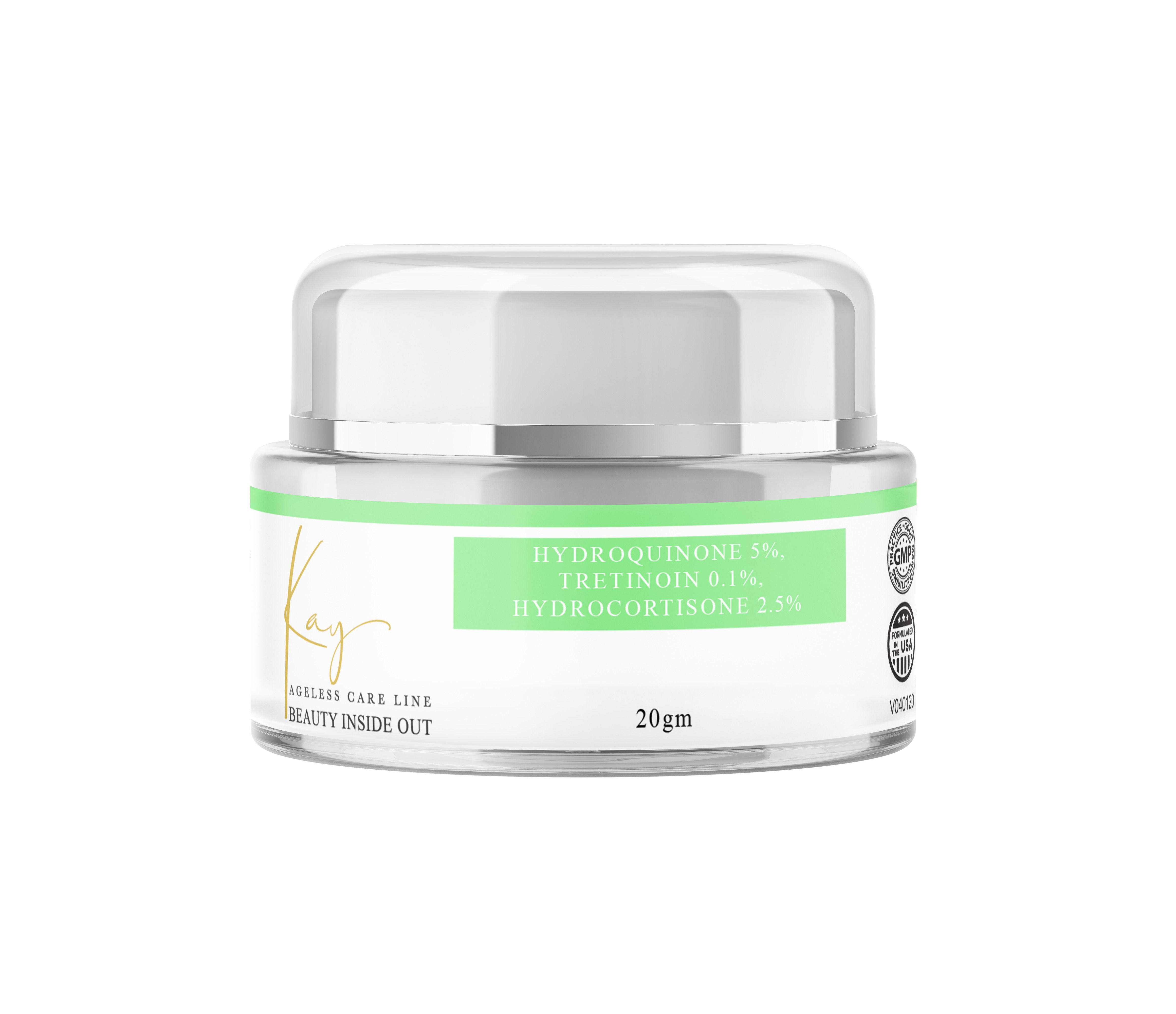 Hydroquinone 5%, Tretinoin 0.2%, Hydrocortisone 2.5%, 20 gm