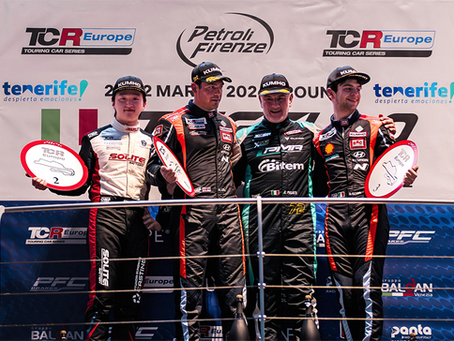 Park Jun-sung (far left), who finished second in Race 1 of the 2026 TCR Europe season opener