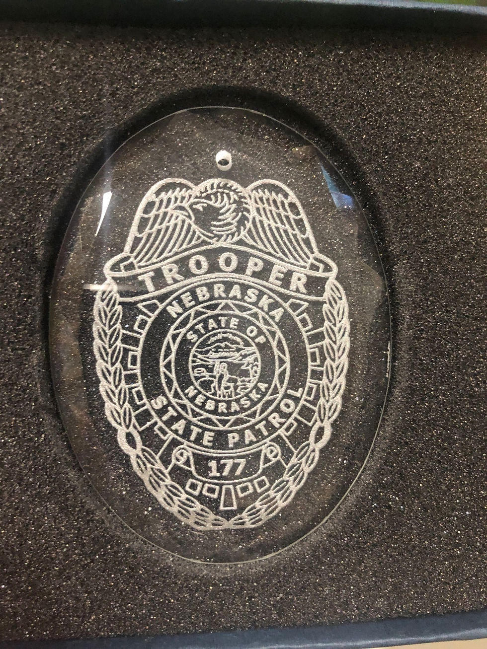 Thumbnail: Custom 3 1/4 Glass Ornament with Badge number and Rank