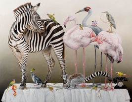 zebra flamingo lemur animals birds art painting kate bergin