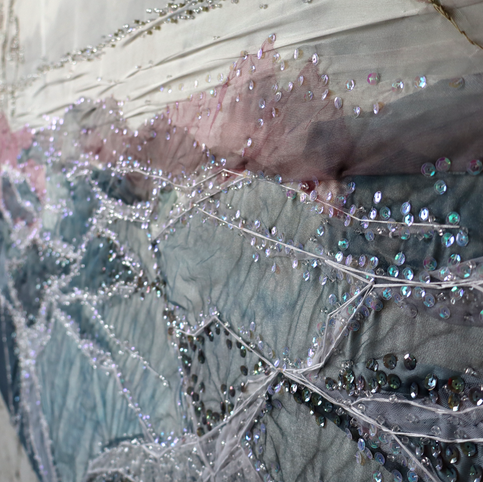 Detail on River Tapestry, stretched