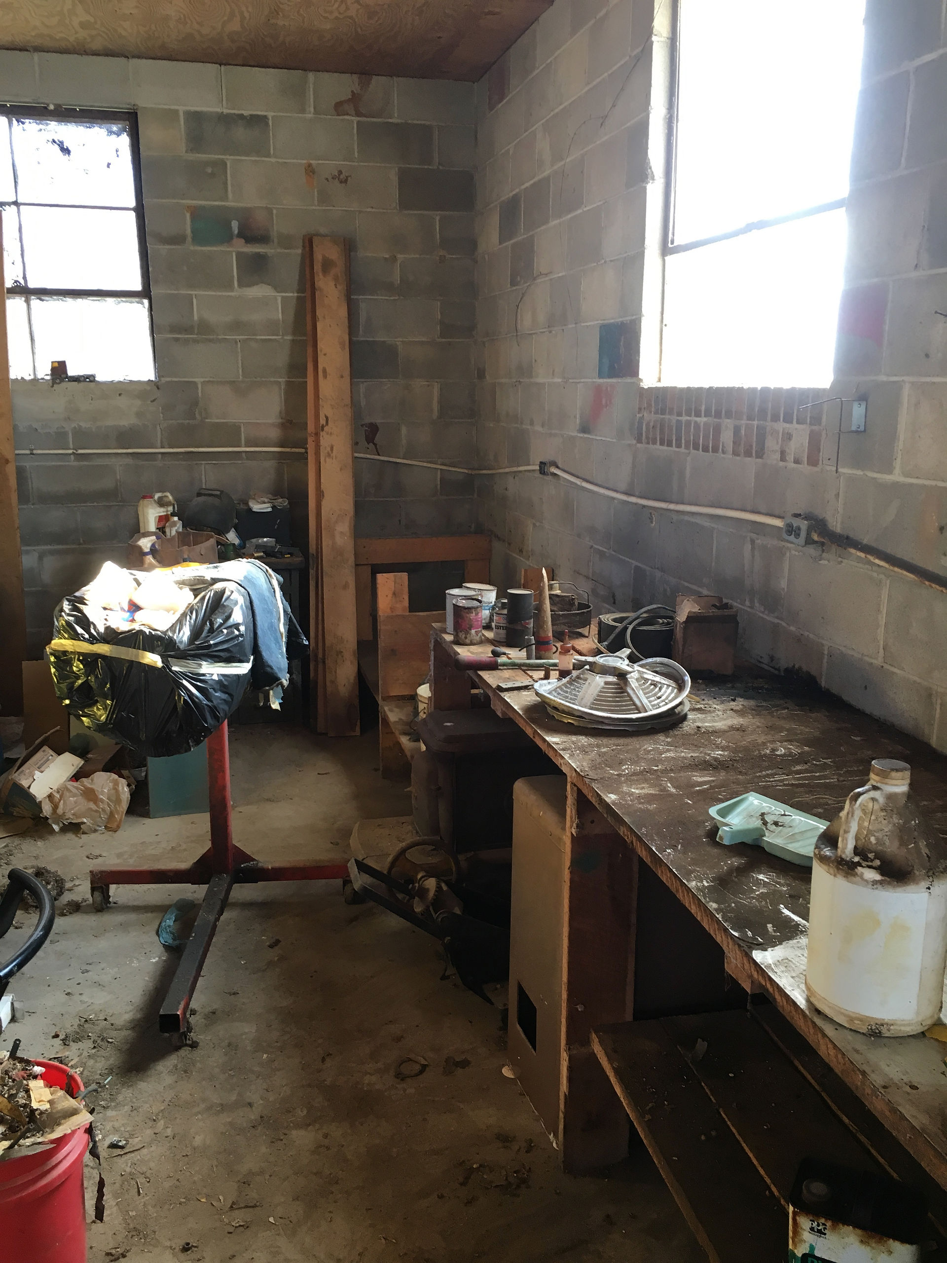 Future studio space with work bench.