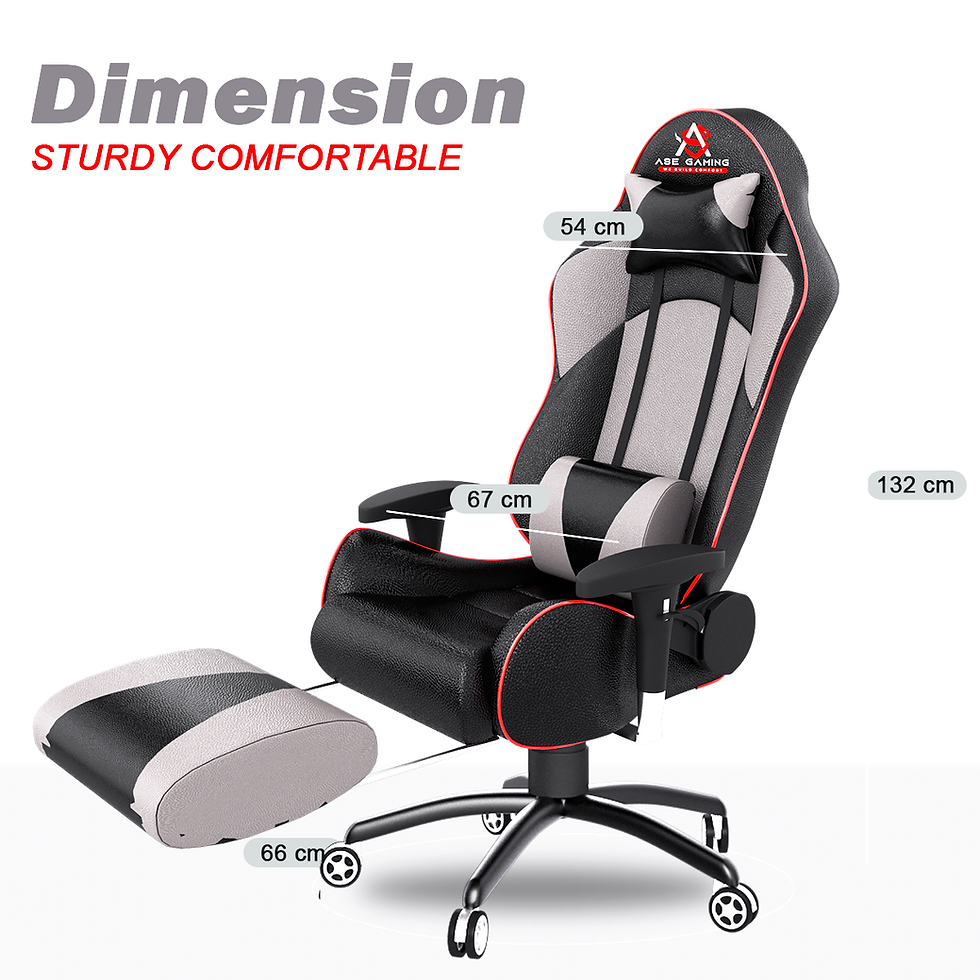 Thumbnail: ASE GAMING Gold Series Ergonomic Gaming Chair With Footrest Grey
