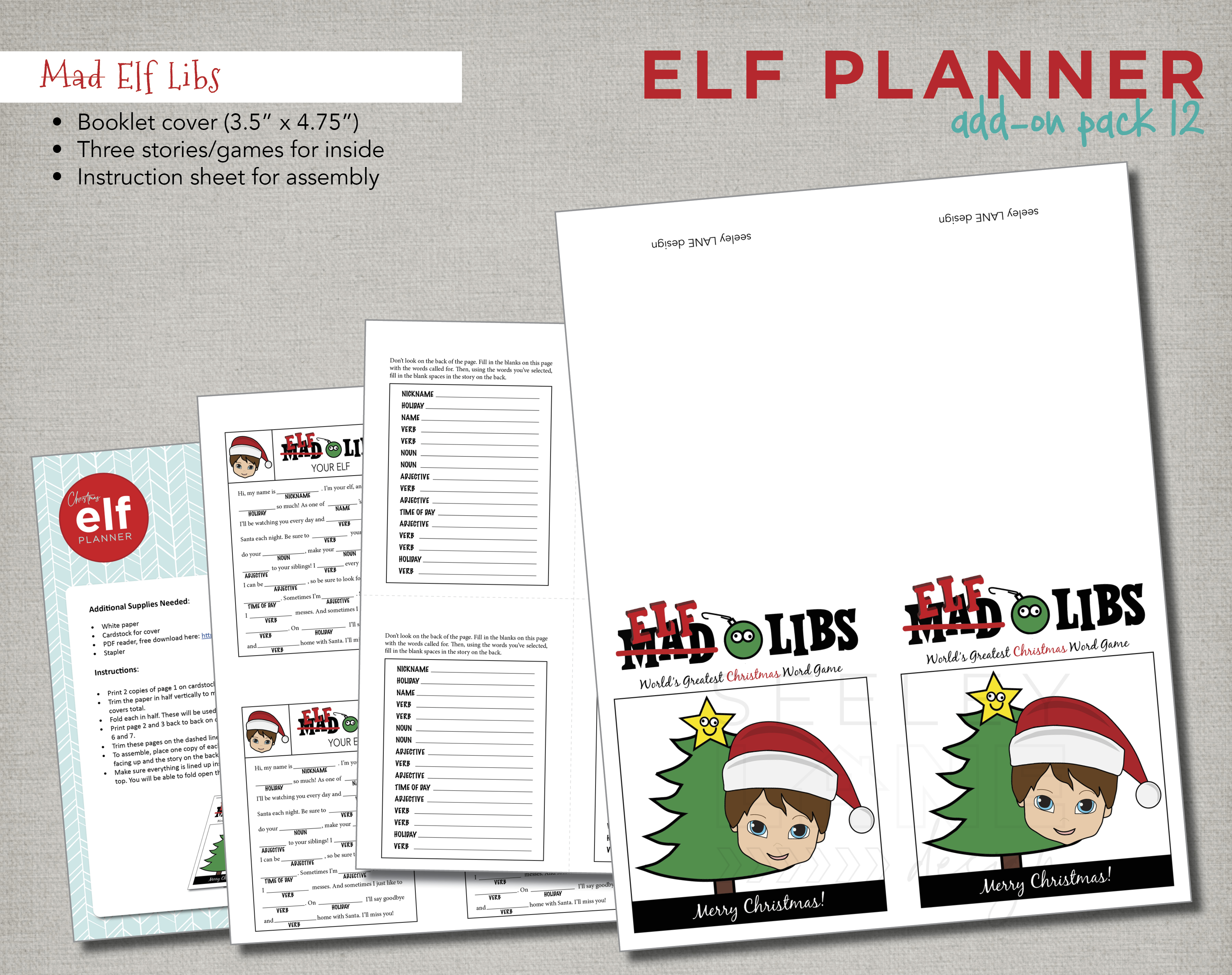 Elf Planner Add-On Pack 12: Elf Mad Libs