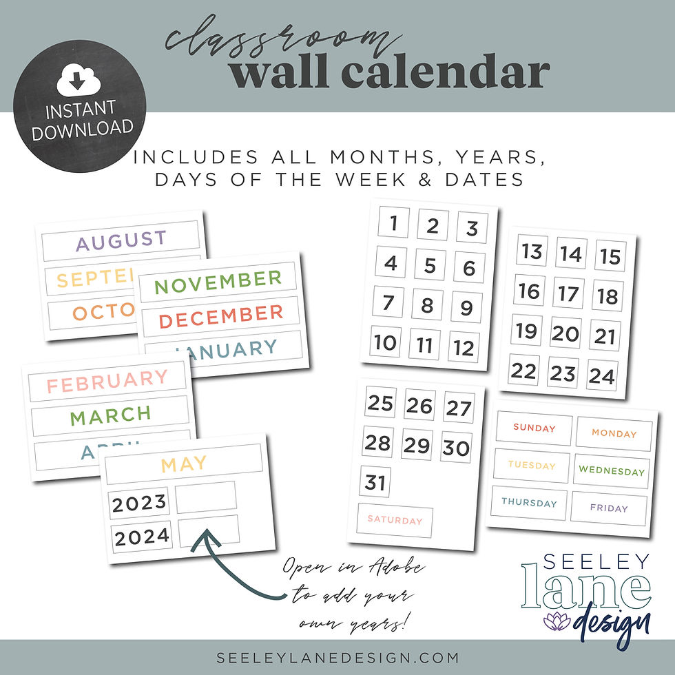 Thumbnail: Printable Classroom Perpetual Wall Calendar, Morning Chart, Circle Time Board