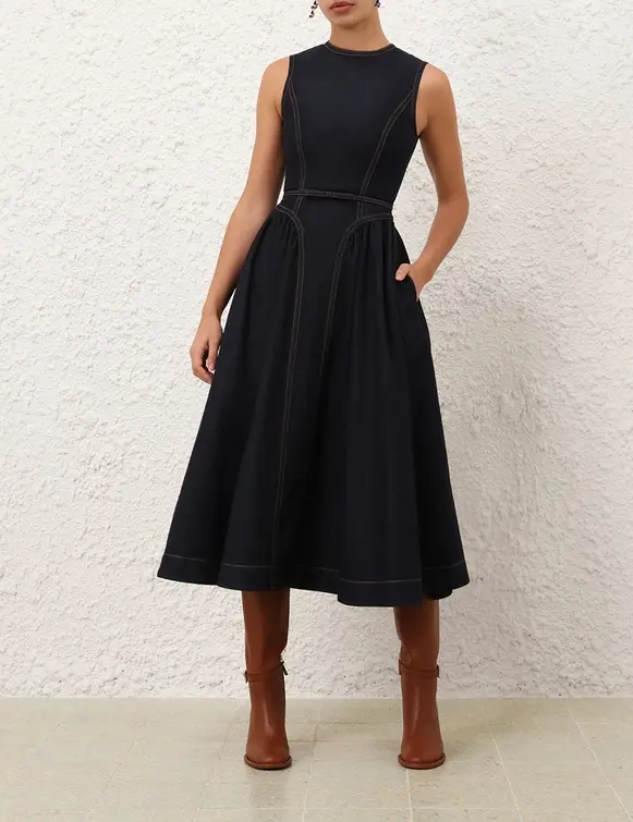 Thumbnail: Denim Panelled Midi Dress