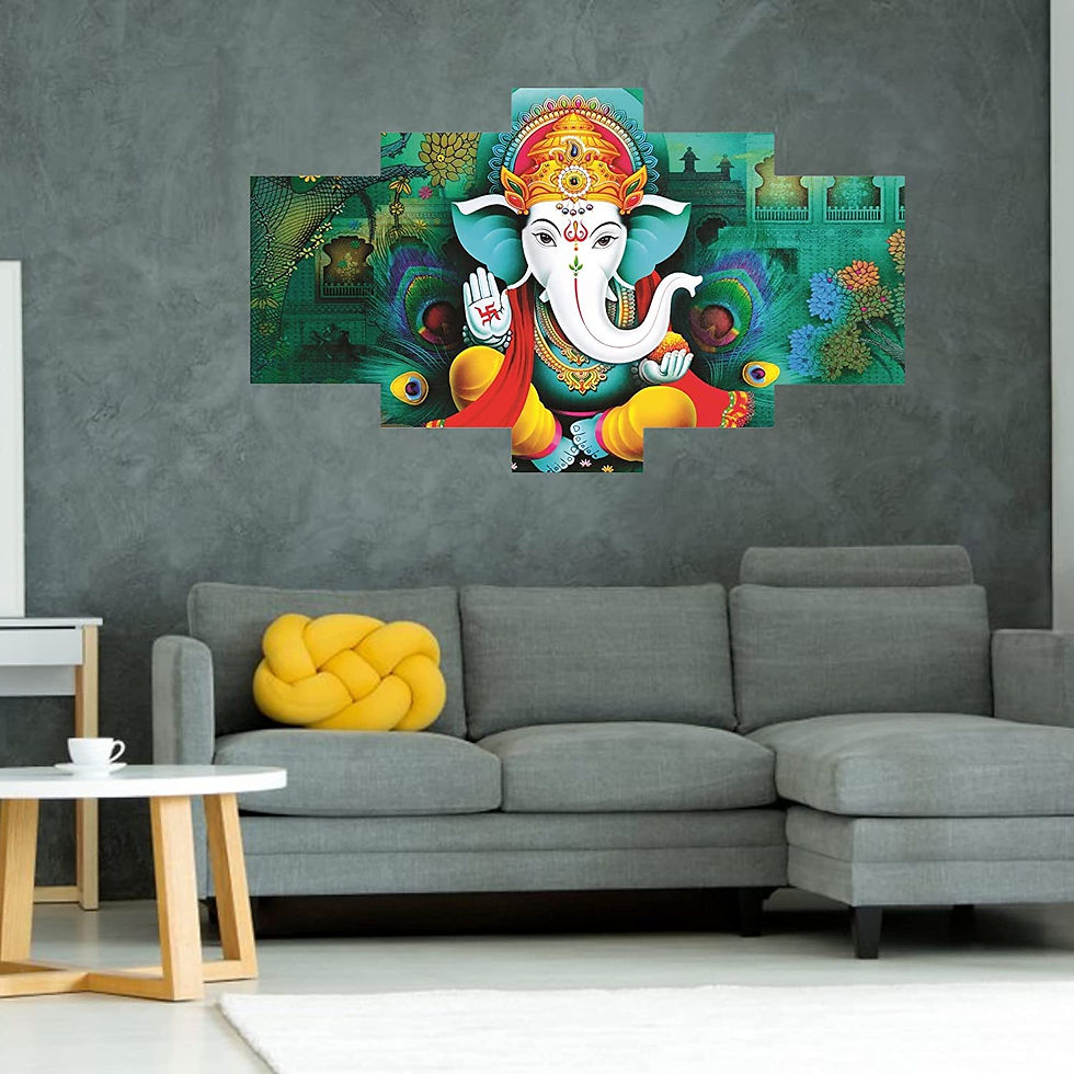 Thumbnail: CIRCADIAN Home Decor Multicolor Ganesha Painting 3D Art Work Framed Ultra UV