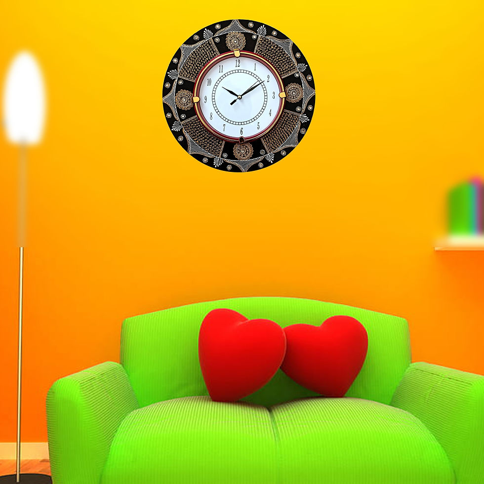 Thumbnail: Hand-Made Engineering Wood Ethnic Couple Peacock Wall Clock for Home