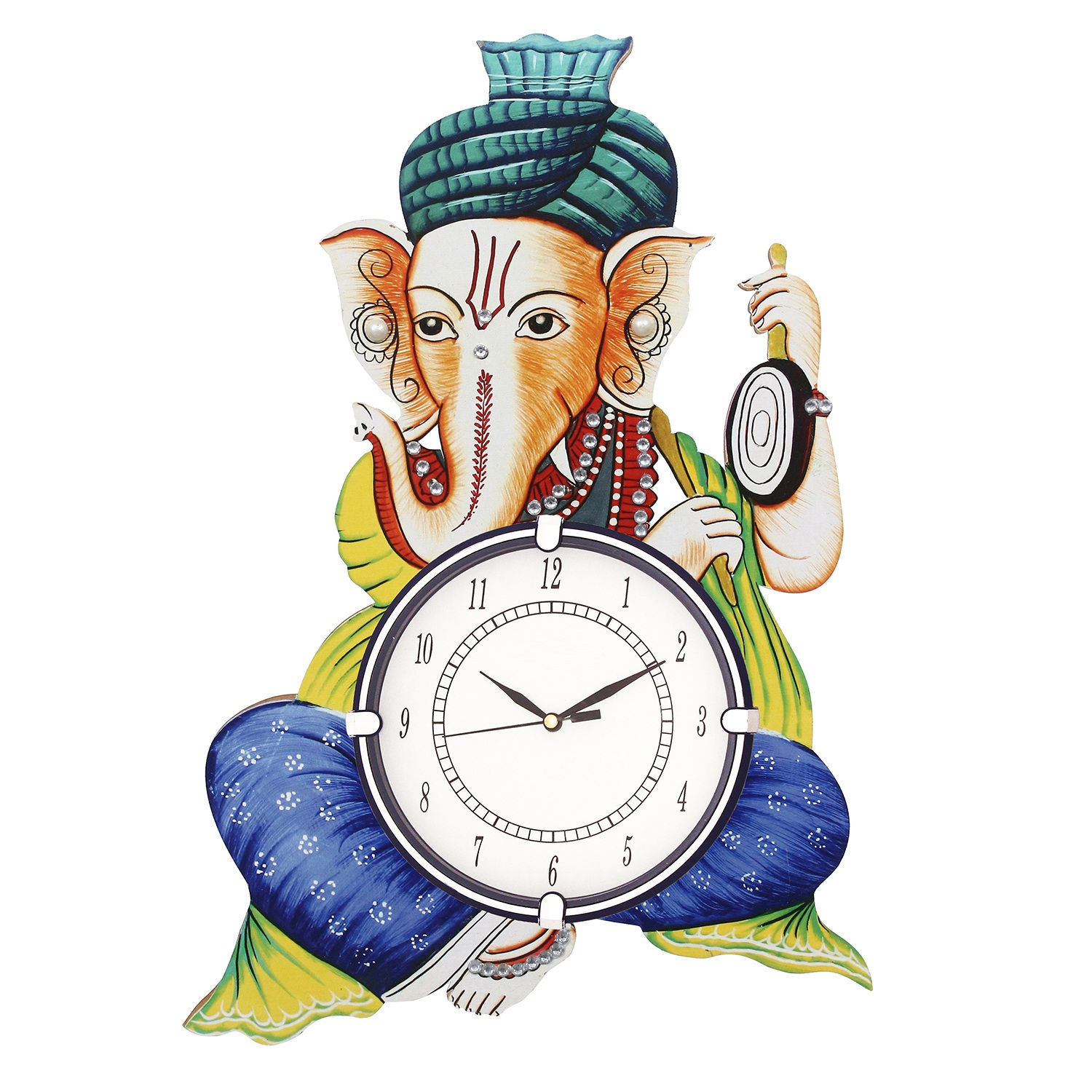 CIRCADIAN Wooden Ganesh Ji Desginer Uv Printed Handwork Wall Clock
