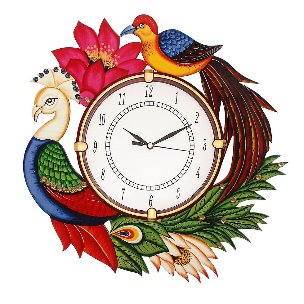 CIRCADIAN Wooden Peacock Desginer Uv Printed Handwork Wall Clock