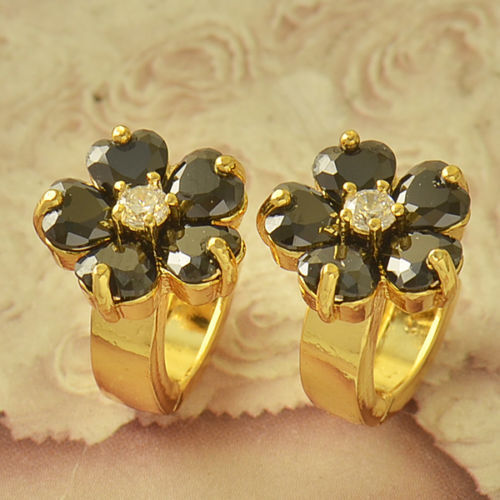 Aretes Girasol Negro Zirconia 15x10mm