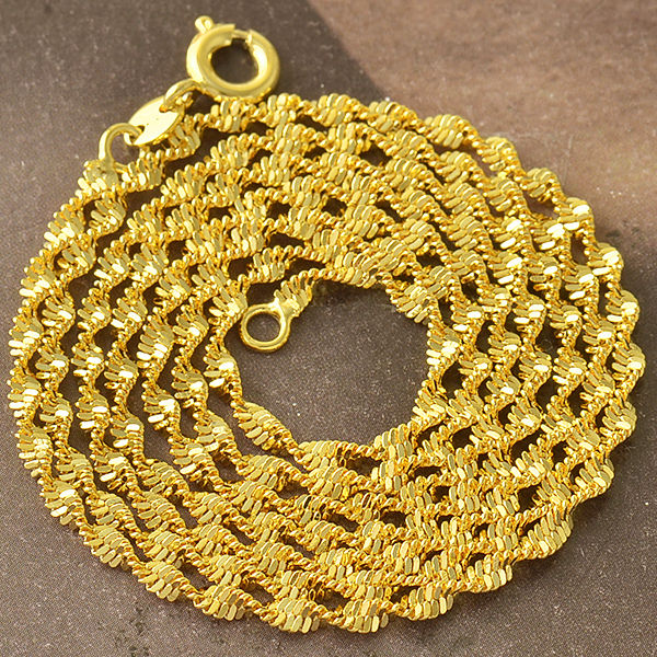 9k Verdadero Collar de Damas Doble Ola 600 x 3 mm 24 pulgada