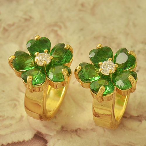 Aretes Girasol Verde Zirconia 15x10mm