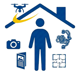 Icon representing full service real estate photography services to include photos, video, marketing kits, drone