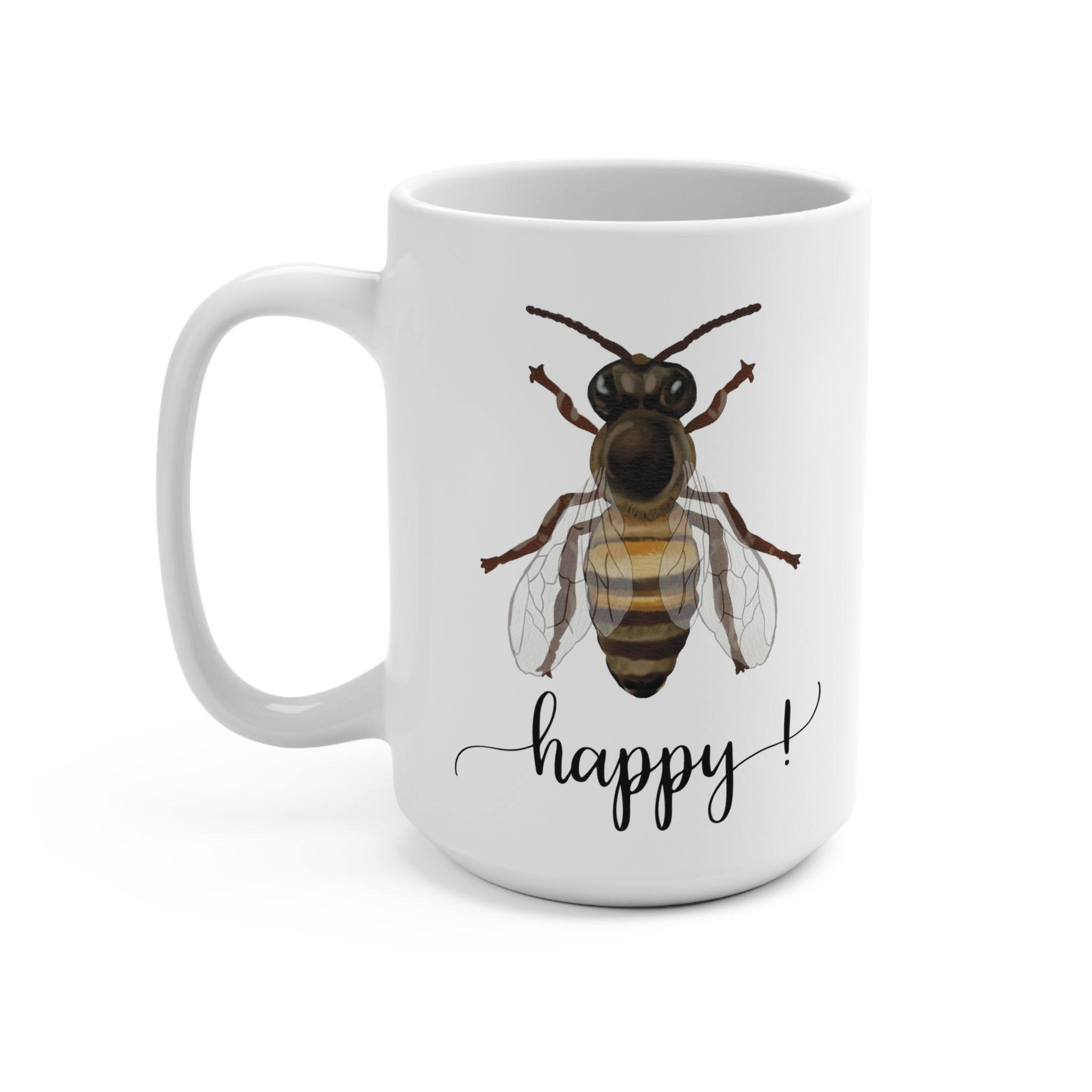 Bee Happy Ceramic Mug 15oz