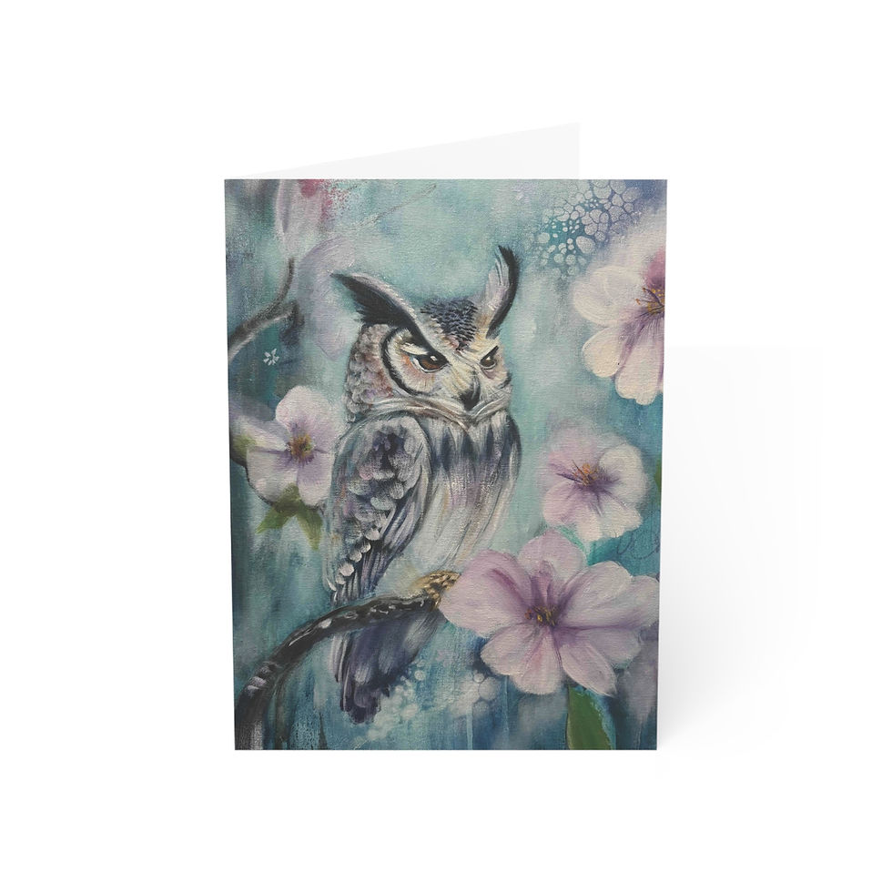 Thumbnail: Elegant Floral Owl Greeting Card "The Guardian"