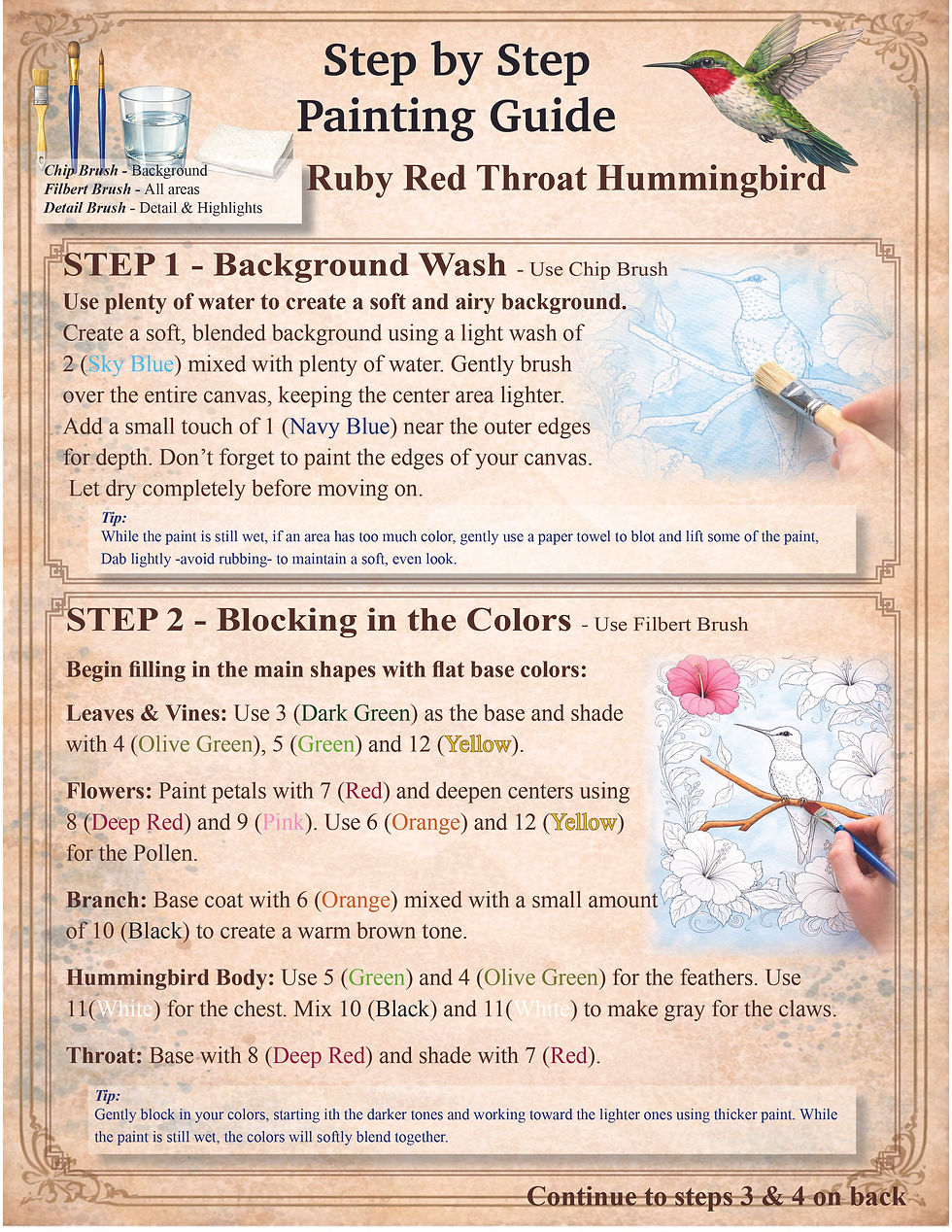 Thumbnail: Ruby Red Throat Hummingbird Step by Step Painting Kit