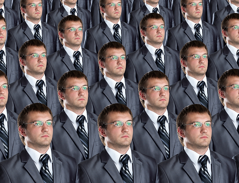 Eine Armee gleicher Geschäftsmänner