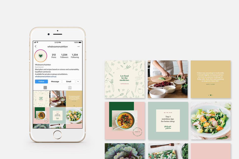 Wholesome Nutrition instagram graphics