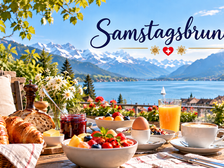 Frühstücksbuffet mit Aussicht in die Berge für Samstagsbrunches am Wochende, Tipps für Brunchbuffets zum Thema weekendbrunch