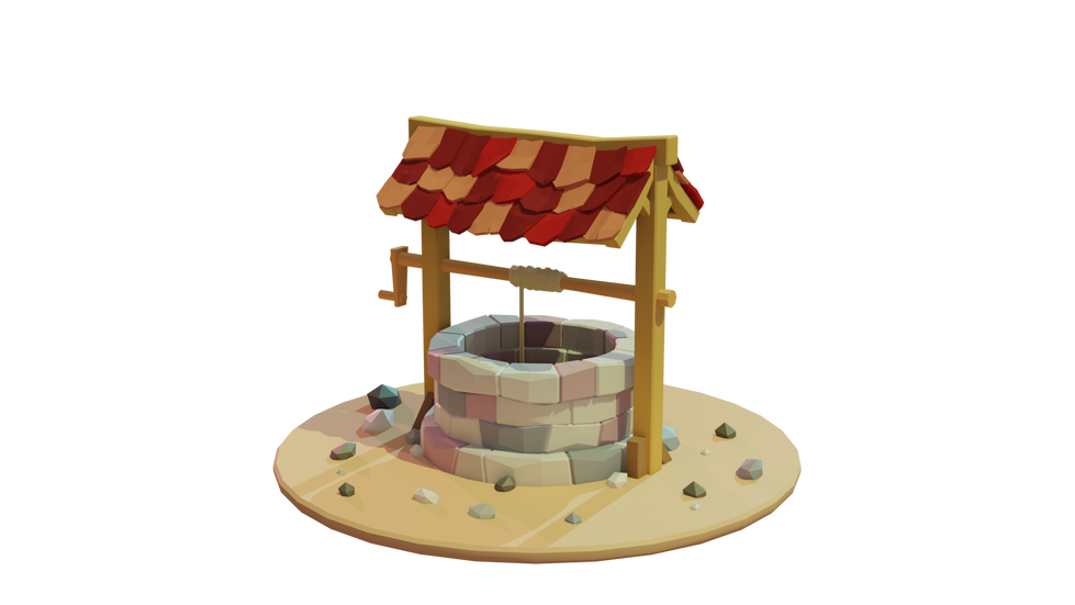 Low Poly Well 3D Graphic Design