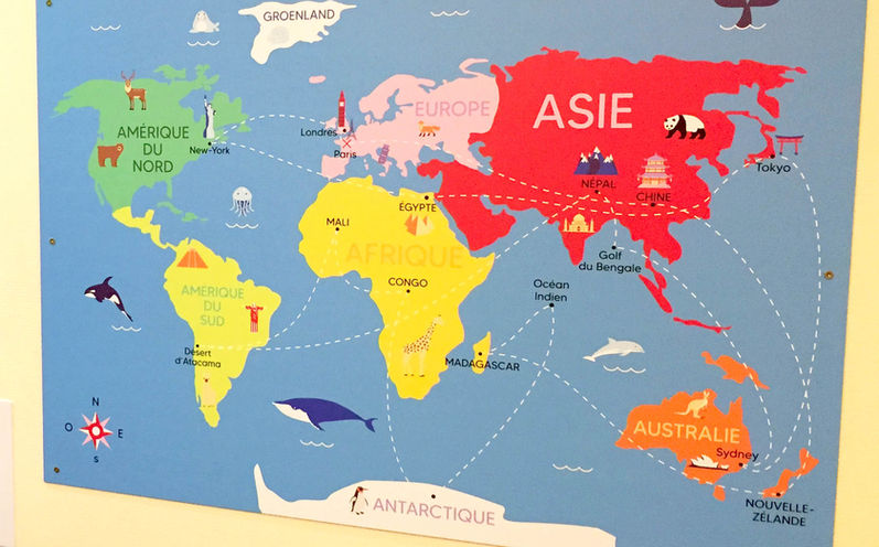 Panneau carte du monde