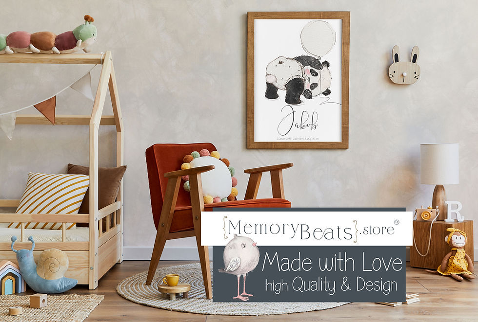 Miniaturbild: Personalisiertes Babyposter - Frecher Panda mit Geburtsdaten.