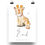 Miniaturbild: Personalisiertes Babyposter - Giraffe mit Geburtsdaten.