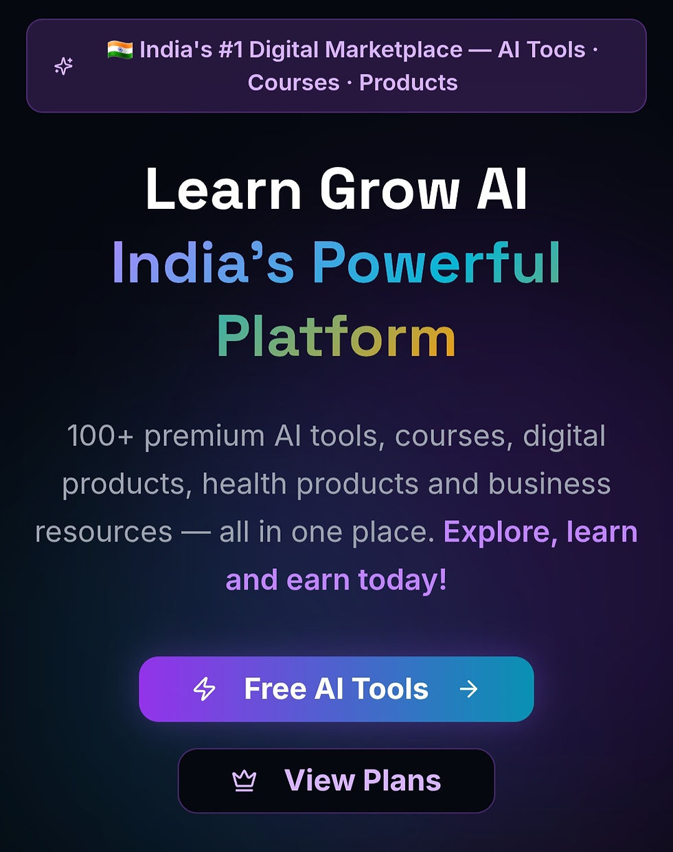 🚀 Discover Learn Grow AI – India’s Powerful AI Marketplace