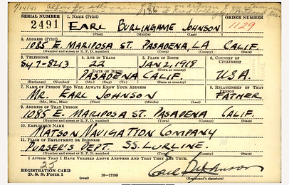 1933 Earl Burlingame Johnson WWII draft card.png