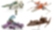 Jazwares Star Wars Micro Galaxy Squadron Series 5 Jedi Interceptor, A-Wing, Desert Skiff, and X-Wing