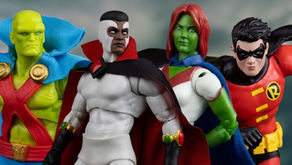 McFarlane DC Direct Page Punchers of Martian Manhunter, Robin, Bloodwynde, and Miss Martian